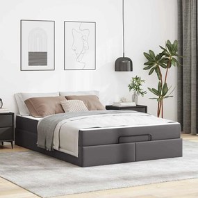 vidaXL Σκελετός κρεβατιού με στρώμα Γκρι 160 x 200 cm Τεχνητό δέρμα