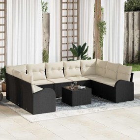 vidaXL Σετ Καναπέ Κήπου 10 pcs Μαύρο Πολυ ράταν