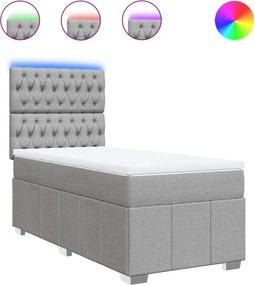 vidaXL Κρεβάτι Boxspring με Στρώμα Ανοιχτό Γκρι 90x200 εκ. Υφασμάτινο