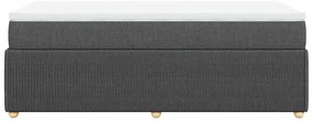 vidaXL Κρεβάτι Boxspring με Στρώμα Σκούρο Γκρι 90x200 εκ. Υφασμάτινο