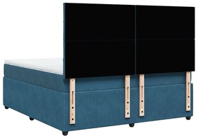 Κρεβάτι Boxspring με Στρώμα Μπλε 180x200 εκ. Βελούδινο - Μπλε