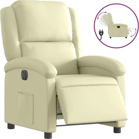 vidaXL Πολυθρόνα Ανακλινόμενη Ηλεκτρική Κρεμ από Γνήσιο Δέρμα