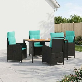 vidaXL Σετ Εξωτερικής Τραπέζης 5 τμχ. Black and Turquoise