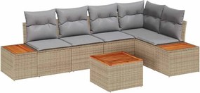 vidaXL Σετ Καναπέ Κήπου 6 pcs μπεζ και ανοιχτό γκρι Πολυ ράταν
