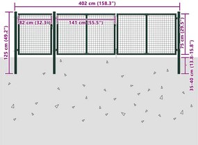 vidaXL Πόρτα Κήπου Πράσινη 400x75 εκ. από Ατσάλι