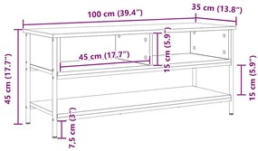 vidaXL Ντουλάπι TV Παλαιό ξύλο 100 x 35 x 45 εκ. Επεξεργασμένο ξύλο