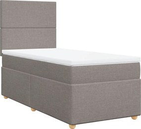 vidaXL Κρεβάτι Boxspring με Στρώμα Taupe 90x200 εκ. Υφασμάτινο