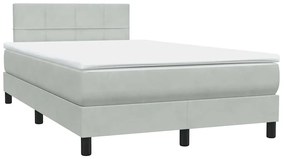 Κρεβάτι Boxspring με Στρώμα Ανοιχτό Γκρι 120x220 εκ. Βελούδινο - Γκρι