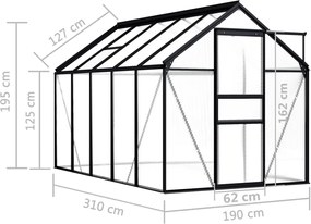 vidaXL Θερμοκήπιο Ανθρακί 5,89 μ³ Αλουμινίου