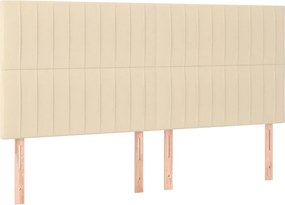 vidaXL Κρεβάτι Boxspring με Στρώμα Κρεμ 200x200 εκ. Υφασμάτινο