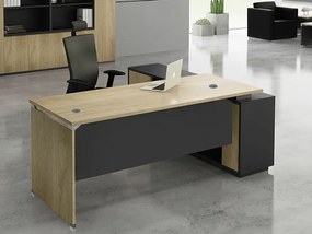 Γωνιακό τραπέζι γραφείου Mesa D102, Γωνιακός, Με πόρτες, Ο αριθμός των θυρών: 1, 75x220x200cm, Γκρι, Sonoma οξιά | Epipla1.gr