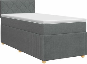 vidaXL Κρεβάτι box spring με στρώμα Σκούρο Γκρι 80 x 200 cm Ύφασμα