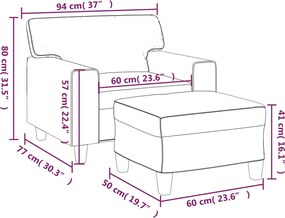 vidaXL Πολυθρόνα Μαύρη 60 εκ. από Συνθετικό Δέρμα με Υποπόδιο