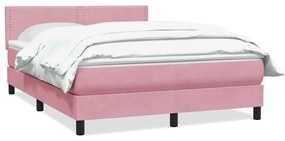 Κρεβάτι Boxspring με Στρώμα Ροζ 160x210 εκ. Βελούδινο - Ροζ