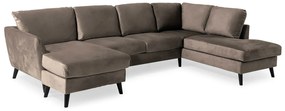 Γωνιακός Καναπές Scandinavian Choice P104, Μαύρο, Καφέ, 310x196x89cm, Πόδια: Ξύλο | Epipla1.gr