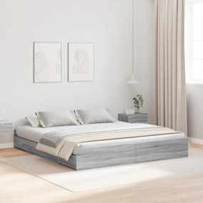 vidaXL Κρεβάτι με αποθηκευτικό χώρο Γκρι sonoma 200 x 200 cm