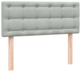 Κρεβάτι Boxspring με Στρώμα Ανοιχτό Γκρι 120x220 εκ. Βελούδινο - Γκρι