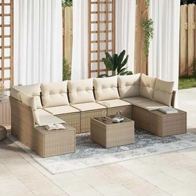 vidaXL Σετ Καναπέ Κήπου με μαξιλάρι 8 pcs Μπεζ συνθετικό ρατάν
