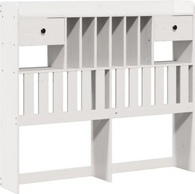 vidaXL Κρεβάτι Βιβλιοθήκη Χωρίς Στρώμα Λευκό 135x190 εκ Μασίφ Πεύκο