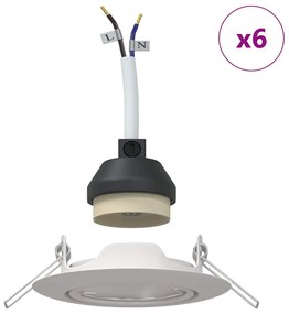 vidaXL Εντοιχισμένα Φωτιστικά 6 τμχ Στρογγυλά GU10 Λευκό Ø90 χιλ. Χάλυβας
