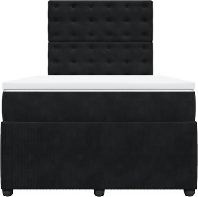 vidaXL Κρεβάτι Boxspring με Στρώμα Μαύρο 120x190 εκ. Βελούδινο