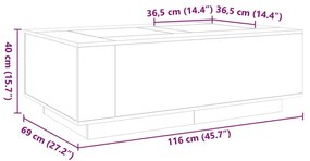 Τραπεζάκι Σαλονιού Άπειρο Φως LED Καφέ Δρυς 116x69x40 εκ. - Καφέ