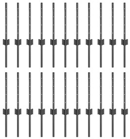 vidaXL Πό posts φράχτη 22 pcs Γκρι Μέταλλο