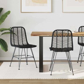 vidaXL Καρέκλα τραπεζαρίας 2 pcs Καλάμι και Σίδερο Μαύρο