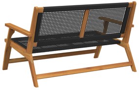 vidaXL Πάγκος Κήπου Μαύρος 122x76x73,5 εκ. Μασίφ Ξύλου Ακακίας