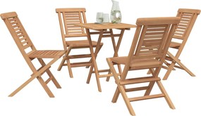 vidaXL Σετ Κήπου 5 τμχ. Καφέ 60 x 60 x 75 cm Συμπαγές ξύλο teak