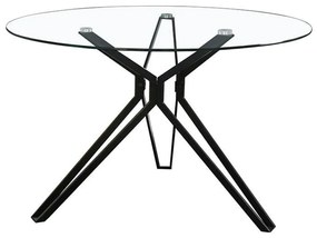 Τραπέζι Noir Black-Clear D110x75cm 02-0325 Μέταλλο,Γυαλί
