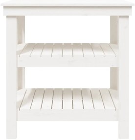 vidaXL Πάγκος Εργασίας Λευκός 78,5x50x80 εκ. από Μασίφ Ξύλο Πεύκου