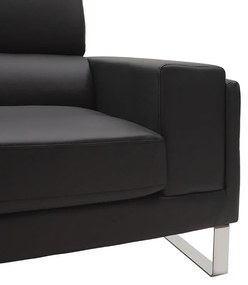 Καναπές Shea 2θέσιος pu μαύρο-inox 158x80x87εκ