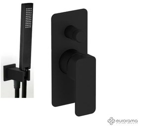 Eurorama Quadra Black Matt Παροχή νερού+Μίκτης εντοιχισμού 2 εξόδων με εκτροπέα