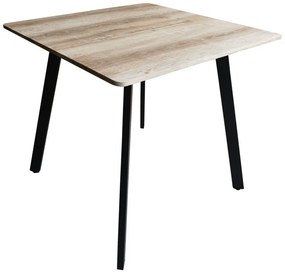 Τραπέζι Squaro pakoworld sonoma mdf με μαύρα μεταλλικά πόδια 80x80x75εκ