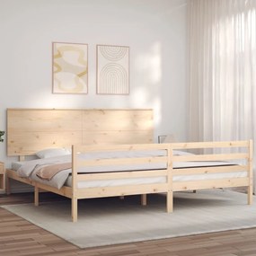 vidaXL Πλαίσιο Κρεβατιού με Κεφαλάρι 200 x 200 εκ. από Μασίφ Ξύλο