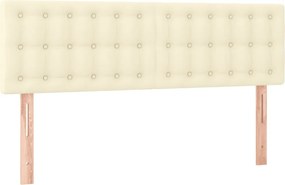 vidaXL Κρεβάτι Boxspring με Στρώμα &amp; LED Κρεμ 140x190 εκ. Συνθ. Δέρμα