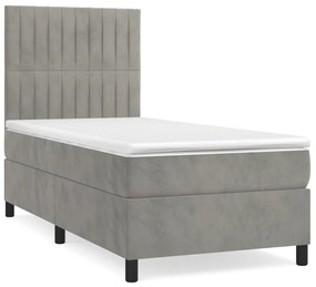 ΚΡΕΒΑΤΙ BOXSPRING ΜΕ ΣΤΡΩΜΑ ΑΝΟΙΧΤΟ ΓΚΡΙ 90X190 ΕΚ. ΒΕΛΟΥΔΙΝΟ 3143115