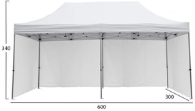 Κιόσκι Gazebo Επαγγελματικό Βαρέως τύπου Cressen C21099.01 Πτυσσόμενο Αλουμινίου 3x6x3,4Υμ.