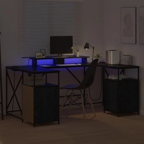 vidaXL Γραφείο Μαύρη Οξυά 182 x 101 x 87,5 εκ Επεξεργασμένο ξύλο