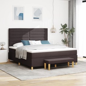 vidaXL κρεβάτι με στυλ box spring  με στρώμα & πάγκο καφέ 180x200 εκ. υφασμάτινο