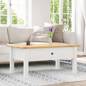vidaXL Τραπεζάκι Σαλονιού Λευκό 100x60x45 εκ. Μασίφ Πεύκο Σειρά Panama