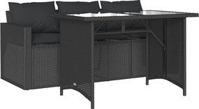 vidaXL Σετ Τραπεζαρίας Κήπου 2 Τεμ. Μαύρο από Συνθ. Ρατάν με Μαξιλάρια