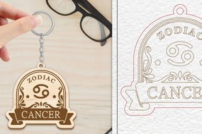 Σετ των 3 Intra απο ξύλο plywood 3mm-4mm πάχος Μπρελόκ Καρκίνου | Ζώδιο Δίασταση 6x6 cm INTRAFABR-102167964