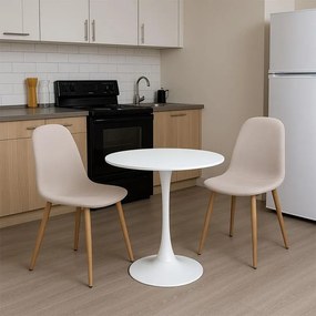 Σετ Τραπεζαρίας Elijah - Bella 3 τεμ σε Λευκό - Μπέζ Φ60x74εκ. 60x60x74 εκ.