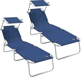 vidaXL Ξαπλώστρα 2 pcs Μπλε 58 x 188 x 77 εκ. Πολυεστέρας