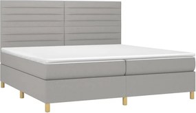 vidaXL Κρεβάτι Boxspring με Στρώμα &amp; LED Αν.Γκρι 200x200εκ. Υφασμάτινο