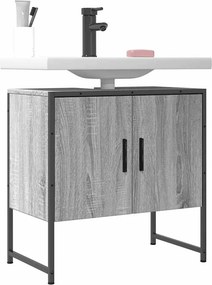 vidaXL Ντουλάπι Νιπτήρα Μπάνιου Γκρι Sonoma 60x33x60 εκ. Επεξ. Ξύλο