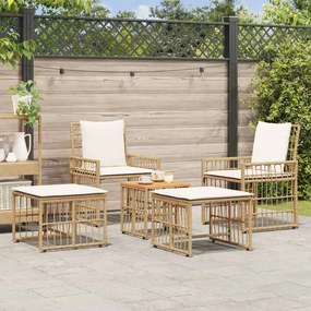 vidaXL Σετ Εξωτερικών Επίπλων 5 pcs Φυσικό και Κρέμα Λευκό