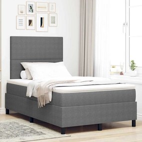 vidaXL Κρεβάτι Box Spring με Στρώμα & LED Ανοιχτό Γκρι 120x200 εκ Ραβδωτού ύφασματος